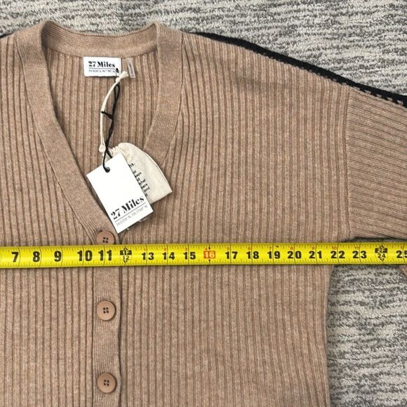 NWT 27 Miles Malibu Leila Wool Cashmere Cardigan Tan/Black XS - Picture 9 of 14
